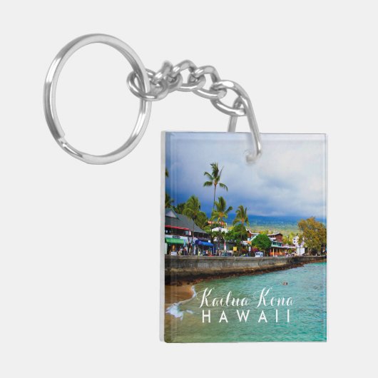Kailua Kona桟橋のハワイの油性ペイントのデジタル芸術 キーホルダー (正面左)