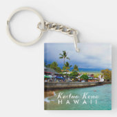 Kailua Kona桟橋のハワイの油性ペイントのデジタル芸術 キーホルダー (正面)