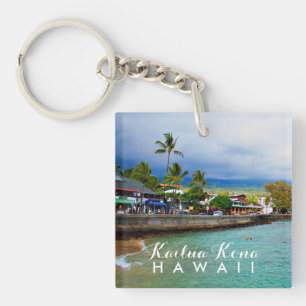 Kailua Kona桟橋のハワイの油性ペイントのデジタル芸術 キーホルダー