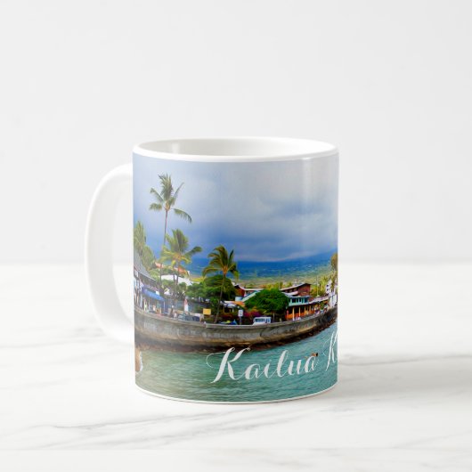 Kailua Kona桟橋のハワイの油性ペイントのデジタル芸術 コーヒーマグカップ (正面左)