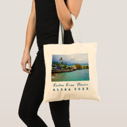 Kailua Kona桟橋のハワイの油性ペイントの芸術旅行年 トートバッグ