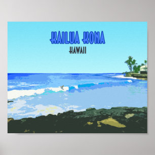 Kailua Kona Big Island Hawaii Vintage ポスター