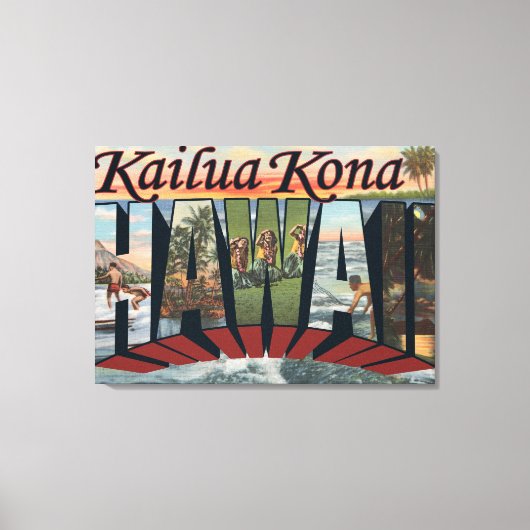 Kailua Kona, Hawaii - Large Letter Scenes キャンバスプリント (正面)