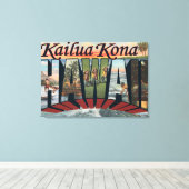Kailua Kona, Hawaii - Large Letter Scenes キャンバスプリント (インサイチュ (ウッドフロア))