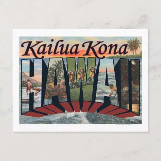 Kailua Kona, Hawaii - Large Letter Scenes ポストカード (正面)