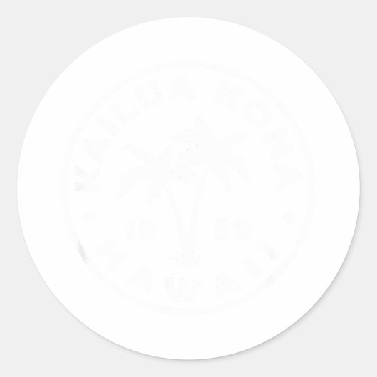 Kailua-kona Hawaii Palm Tree Mens Womens Girls Boy ラウンドシール (正面)