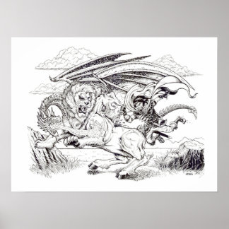 "Kaine and the Chimera" - Tracy Leschイラストレーション ポスター