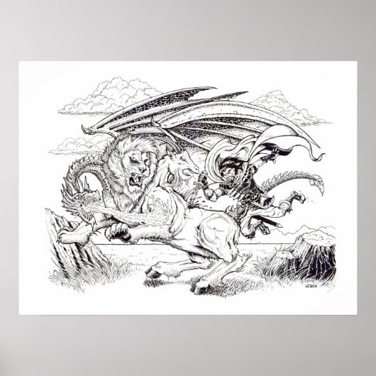 "Kaine and the Chimera" - Tracy Leschイラストレーション ポスター (正面)