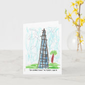 Kaitlinの年齢6著"エッフェル塔" カード (黄色い花)