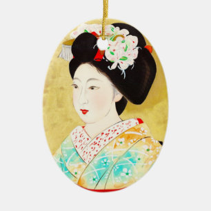 Kajiwara Hisako京都Maikoの芸者の芸術 セラミックオーナメント