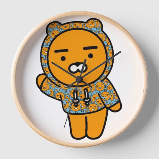 Kakao Friends ライアン自分大好きデザイン 壁時計 (正面)