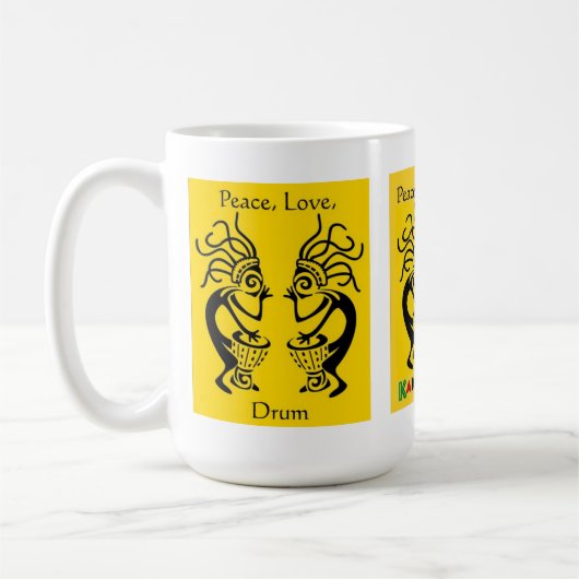 Kakilambeのドラム(黄色で)マグ コーヒーマグカップ (左)