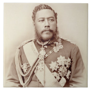Kalakaua (1836-91年)、遅いc19th (セピア色の写真)王 タイル