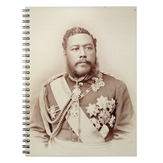 Kalakaua (1836-91年)、遅いc19th (セピア色の写真)王 ノートブック (正面)