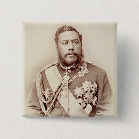 Kalakaua (1836-91年)、遅いc19th (セピア色の写真)王 缶バッジ (正面)