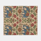 Kalamkari Floral Elephant – Traditional Indian Fol フリースブランケット (正面(横))