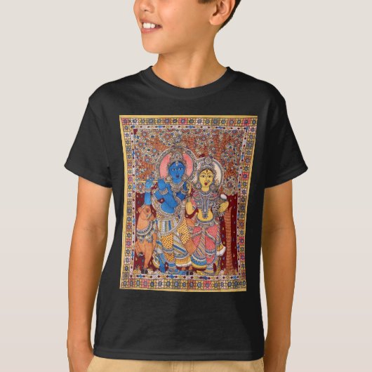 KALAMKARI RADHA KRISHNAの絵画 Tシャツ (正面)