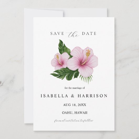 KALANI | Hibiscus Save the Date Template 招待状 (正面)