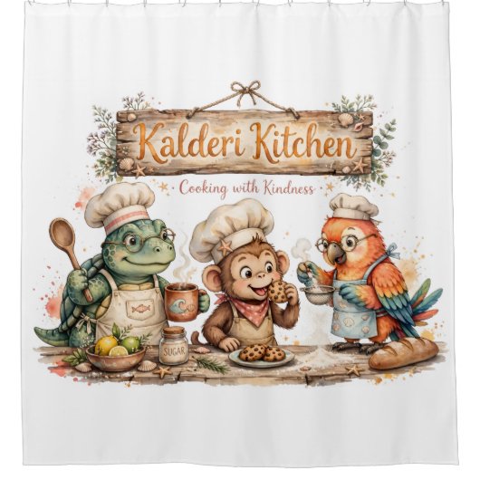 Kalderi Kindness Kitchen シャワーカーテン (正面)