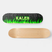 Kalebの緑の火および炎のスケートボードの設計 スケートボード (横)