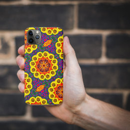 Kaléïdoscope de fleurs dorées iPhone 11 pro maxケース