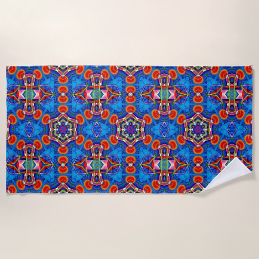  Kaléidoscope peinture à l’huile multicolore ビーチタオル (正面)