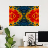 Kaleidoscope Scarlet Macaw design ポスター (ホームオフィス)