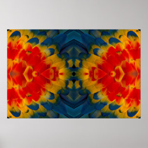 Kaleidoscope Scarlet Macaw design ポスター