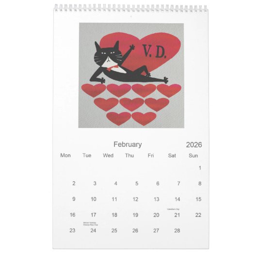 Kaleidoscopic Cat Calendar カレンダー (2月 2026)