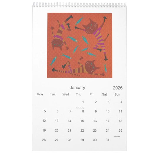 Kaleidoscopic Cat Calendar カレンダー (1月 2026)