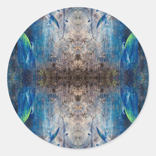 Kaleidoskop verspielt leicht abstrakt bunt Mandala ラウンドシール (正面)