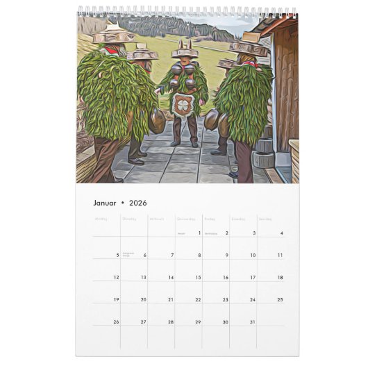 Kalender カレンダー (1月 2026)