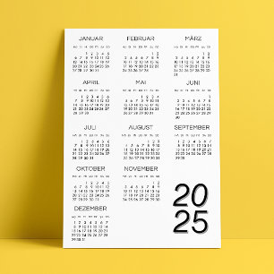 Kalender Deutsch 2025カレンダー白黒 招待状