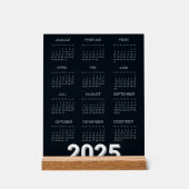 Kalender Deutsch 2025年黒モダンと白 アクリルサイン (正面)