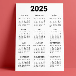Kalender Deutsch 2025白黒ミニマリスト 招待状