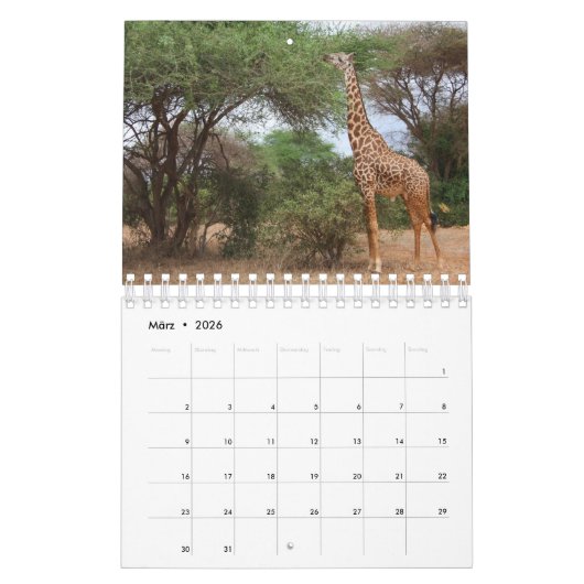 Kalender-Giraffe カレンダー (3月 2026)