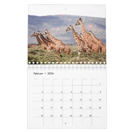 Kalender-Giraffe カレンダー (2月 2026)