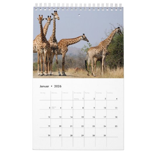Kalender-Giraffen カレンダー (1月 2026)