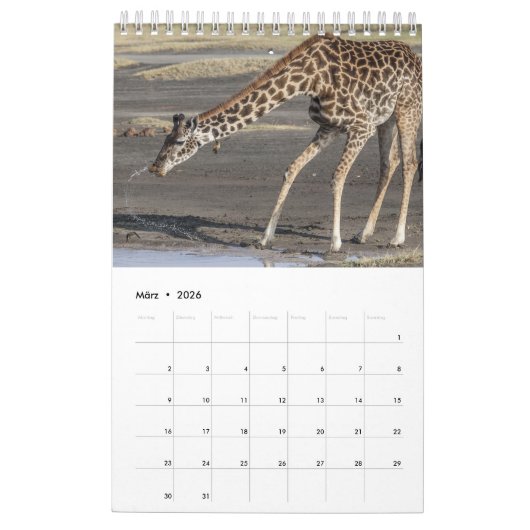 Kalender-Giraffen カレンダー (3月 2026)