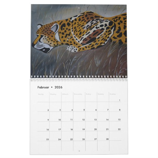 Kalender mit gemalten Bildern カレンダー (2月 2026)