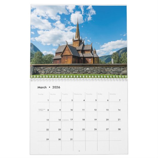 Kalender Noorwegen カレンダー (3月 2026)