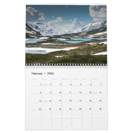 Kalender Noorwegen カレンダー (2月 2026)