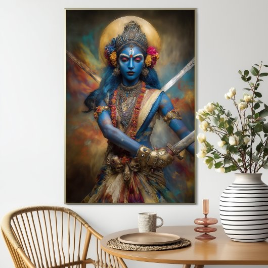 Kali's Warrior Meditation: Shakti Goddess Painting ポスター