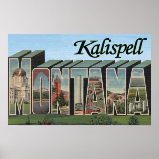 Kalispell, Montana – 大きな文字のシーン ポスター (正面)