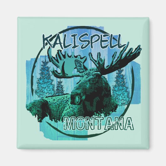 Kalispell Montana rustic moose magnet マグネット (正面)