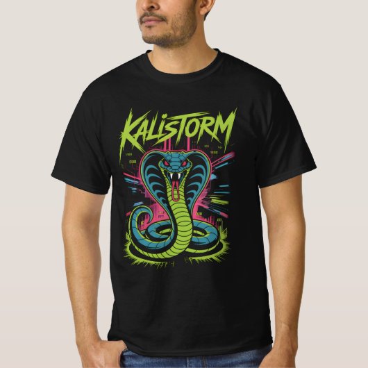 KALISTORM – Cyber Cobra Graffiti Tech Design Tシャツ (正面)