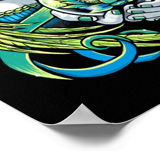 "Kallan"グリーンロータスウォーターエンジェルポスター ポスター (角)