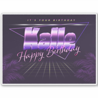 Kalle Name Vorname lila retro Sticker Geburtstag シール