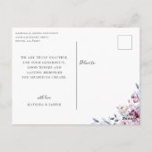 Kalligrafie Blumen-Hochzeitsfoto Danke ポストカード (裏面)