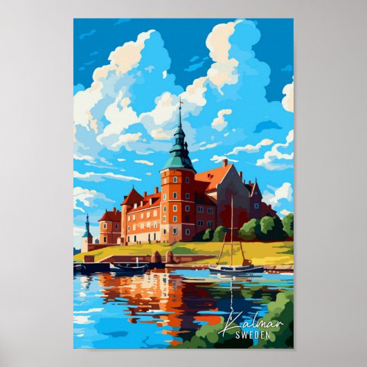 Kalmar Sweden Vintage Travel Illustration ポスター (正面)